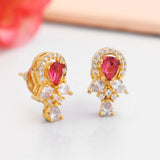 Sparkling Elegance Radiant Pink  American Diamond Studs Earrings