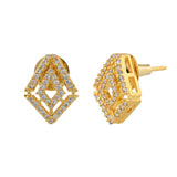 Sparkling Elegance Gleaming Gold-Plated American Diamond Studs Earrings