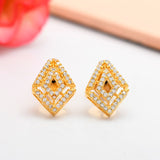 Sparkling Elegance Gleaming Gold-Plated American Diamond Studs Earrings