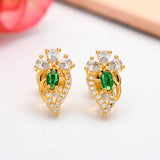 Sparkling Elegance Radiant Green American Diamond Studs Earrings