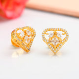 Sparkling Elegance Golden Love American Diamond Studs Earrings