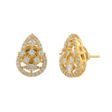 Sparkling Elegance Golden Teardrop American Diamond Studs Earrings