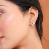 Sparkling Elegance Golden Teardrop American Diamond Studs Earrings