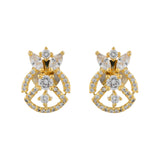 Sparkling Elegance Golden Crown American Diamond Studs Earrings