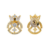 Sparkling Elegance Golden Crown American Diamond Studs Earrings