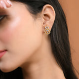 Sparkling Elegance Golden Crown American Diamond Studs Earrings