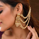 Gold Opulence Devasena Grace Earrings With Chain