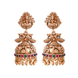 Gold Opulence Mayura Vilas Temple Jhumka Earrings