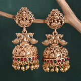 Gold Opulence Mayura Vilas Temple Jhumka Earrings