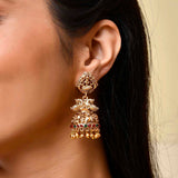 Gold Opulence Mayura Vilas Temple Jhumka Earrings