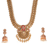 Gold Opulence Lakshmi Haaram Temple Necklace Set