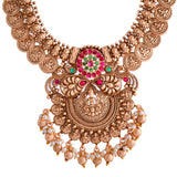 Gold Opulence Lakshmi Haaram Temple Necklace Set