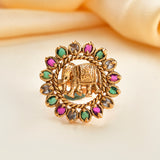 Gold Opulence Gajaveera Temple Ring