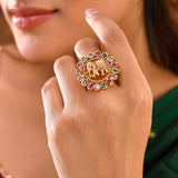 Gold Opulence Gajaveera Temple Ring