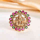 Gold Opulence Lakshmi Mudrika Temple Ring