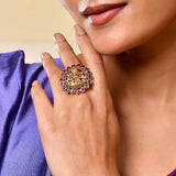 Gold Opulence Lakshmi Mudrika Temple Ring