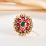 Gold Opulence Kemp Pushpa Temple Ring