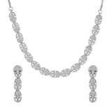 Sparkling Elegance Glamorous Silver American Diamond Necklace Set