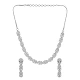 Sparkling Elegance Glamorous Silver American Diamond Necklace Set