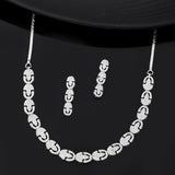 Sparkling Elegance Glamorous Silver American Diamond Necklace Set