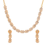 Sparkling Elegance Glamorous Golden American Diamond Necklace Set