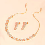 Sparkling Elegance Glamorous Golden American Diamond Necklace Set