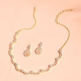 Sparkling Elegance Chic Gold-Plated American Diamond Necklace Set