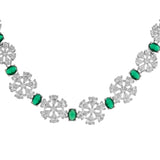 Sparkling Elegance Glamorous Green Floral American Diamond Necklace Set