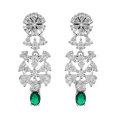 Sparkling Elegance Glamorous Green Floral American Diamond Necklace Set