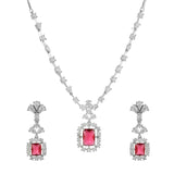 Sparkling Elegance Radiant Pink American Diamond Necklace Set