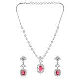 Sparkling Elegance Radiant Pink American Diamond Necklace Set