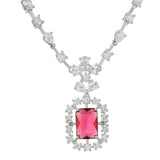 Sparkling Elegance Radiant Pink American Diamond Necklace Set