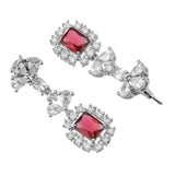 Sparkling Elegance Radiant Pink American Diamond Necklace Set