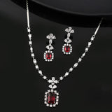 Sparkling Elegance Radiant Pink American Diamond Necklace Set