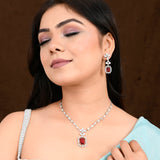 Sparkling Elegance Radiant Pink American Diamond Necklace Set