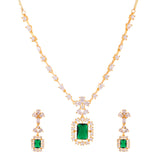 Sparkling Emerald Green American Diamond Necklace Set | Voylla