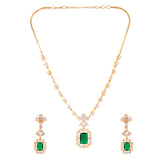 Sparkling Emerald Green American Diamond Necklace Set | Voylla