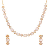 Sparkling Elegance Shimmering Gold-Plated American Diamond Necklace Set