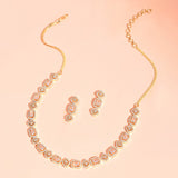 Sparkling Elegance Shimmering Gold-Plated American Diamond Necklace Set