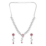 Sparkling Elegance Luminous Pink American Diamond Statement Jewellery Set