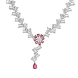 Sparkling Elegance Luminous Pink American Diamond Statement Jewellery Set