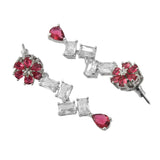 Sparkling Elegance Luminous Pink American Diamond Statement Jewellery Set