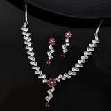 Sparkling Elegance Luminous Pink American Diamond Statement Jewellery Set