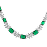 Sparkling Elegance Vintage Charm Green American Diamond Necklace Set