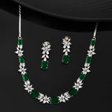 Sparkling Elegance Vintage Charm Green American Diamond Necklace Set