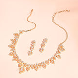 Sparkling Elegance Timeless Golden Teardrop American Diamond Necklace Set