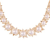 Sparkling Elegance Pearl Elegance American Diamond Necklace Set