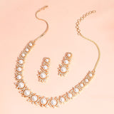 Sparkling Elegance Pearl Elegance American Diamond Necklace Set