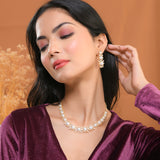 Sparkling Elegance Pearl Elegance American Diamond Necklace Set