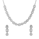 Sparkling Elegance Geometric Elegance American Diamond Necklace Set